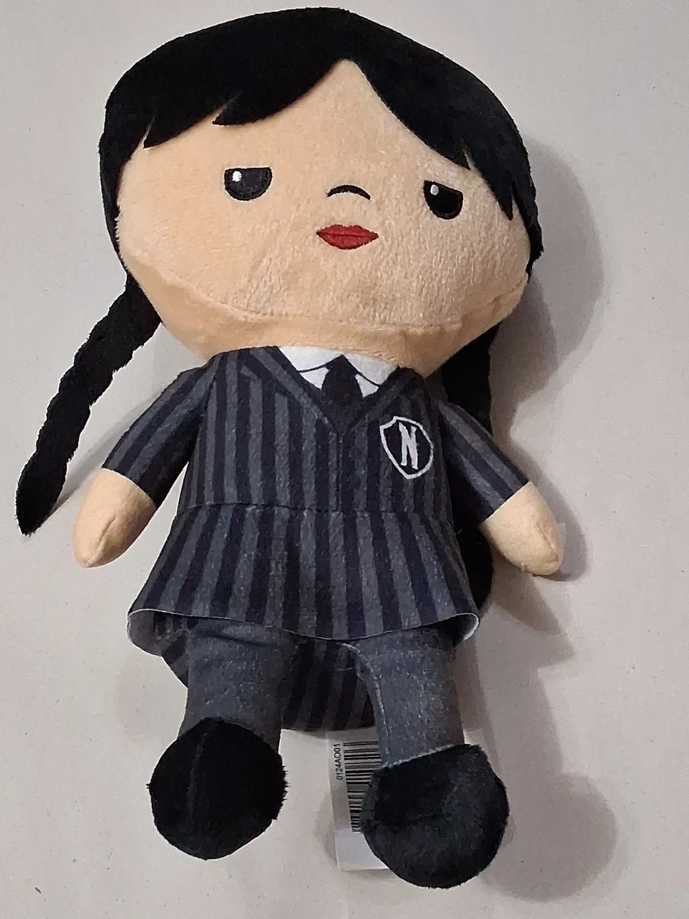 Wednesdsy Plush Rag Doll in Black and Cream School Outfit - Kids Toy
